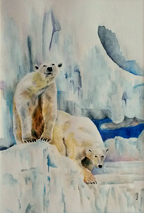 aquarelle ours polaires-monica pallud